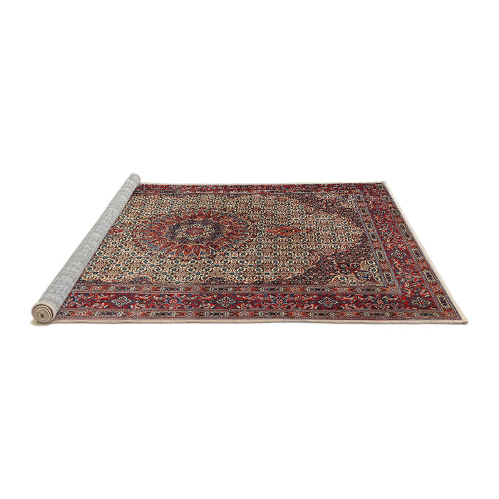 Sideview of Machine Washable Traditional Saffron Red Rug, wshtr1625