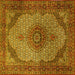 Square Medallion Yellow Traditional Rug, tr1625yw