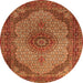 Square Medallion Orange Traditional Rug, tr1625org