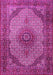 Machine Washable Medallion Pink Traditional Rug, wshtr1625pnk