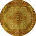 Round Medallion Yellow Traditional Rug, tr1625yw