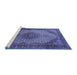 Sideview of Machine Washable Medallion Blue Traditional Rug, wshtr1625blu