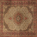 Square Medallion Brown Traditional Rug, tr1625brn