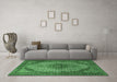 Machine Washable Medallion Emerald Green Traditional Area Rugs in a Living Room,, wshtr1625emgrn