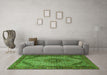 Machine Washable Medallion Green Traditional Area Rugs in a Living Room,, wshtr1625grn