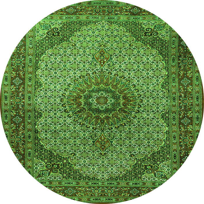 Machine Washable Medallion Green Traditional Area Rugs, wshtr1625grn