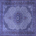 Square Medallion Blue Traditional Rug, tr1625blu