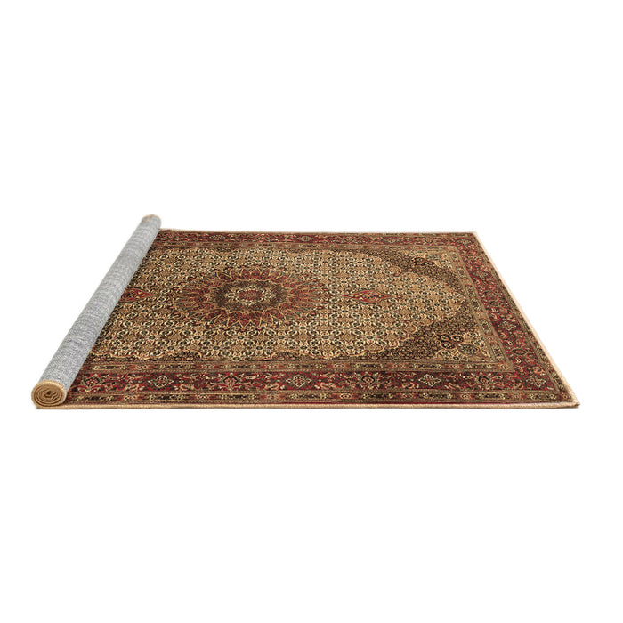 Sideview of Machine Washable Medallion Brown Traditional Rug, wshtr1625brn