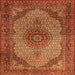 Serging Thickness of Medallion Orange Traditional Rug, tr1625org