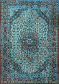 Medallion Light Blue Traditional Rug, tr1625lblu