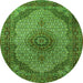 Square Medallion Green Traditional Rug, tr1625grn