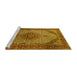 Sideview of Machine Washable Medallion Yellow Traditional Rug, wshtr1625yw