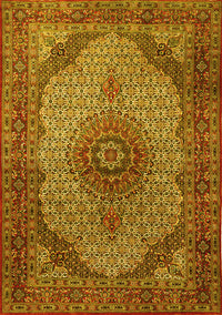 Medallion Yellow Traditional Rug, tr1625yw