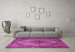 Machine Washable Medallion Pink Traditional Rug in a Living Room, wshtr1625pnk