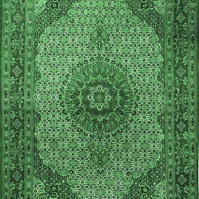 Machine Washable Medallion Emerald Green Traditional Area Rugs, wshtr1625emgrn