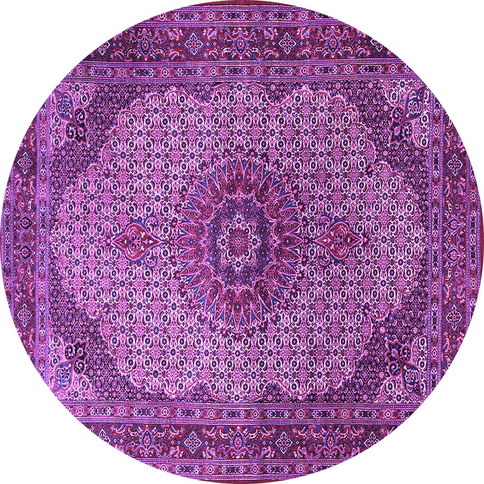 Round Medallion Purple Traditional Rug, tr1625pur
