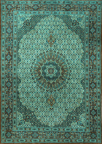 Medallion Turquoise Traditional Rug, tr1625turq