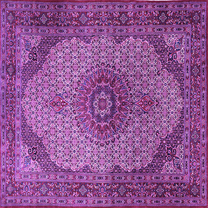 Square Machine Washable Medallion Purple Traditional Area Rugs, wshtr1625pur