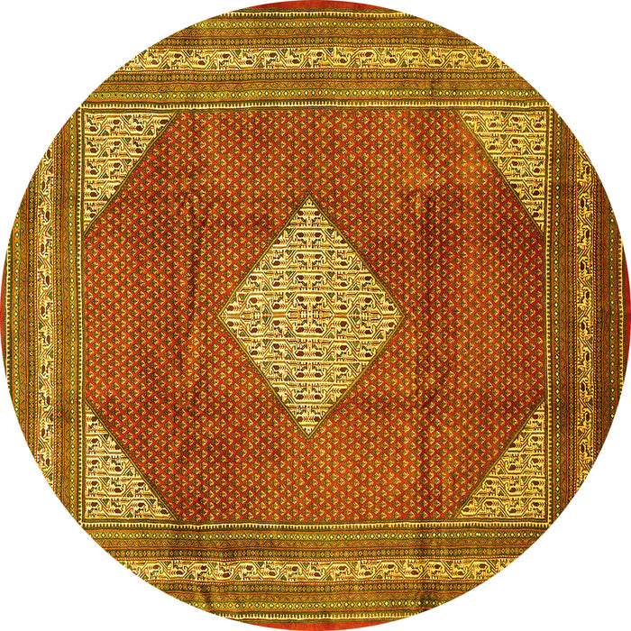 Round Medallion Yellow Traditional Rug, tr1626yw