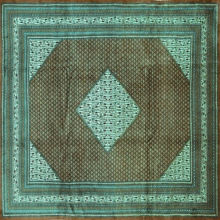 Square Medallion Turquoise Traditional Rug, tr1626turq