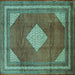 Square Medallion Turquoise Traditional Rug, tr1626turq