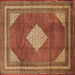 Square Medallion Brown Traditional Rug, tr1626brn