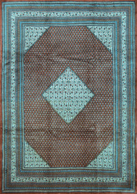 Medallion Light Blue Traditional Rug, tr1626lblu