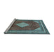 Sideview of Machine Washable Medallion Light Blue Traditional Rug, wshtr1626lblu