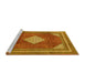 Sideview of Machine Washable Medallion Yellow Traditional Rug, wshtr1626yw