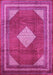 Machine Washable Medallion Pink Traditional Rug, wshtr1626pnk