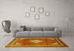 Machine Washable Medallion Yellow Traditional Rug in a Living Room, wshtr1626yw