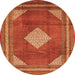 Square Medallion Orange Traditional Rug, tr1626org