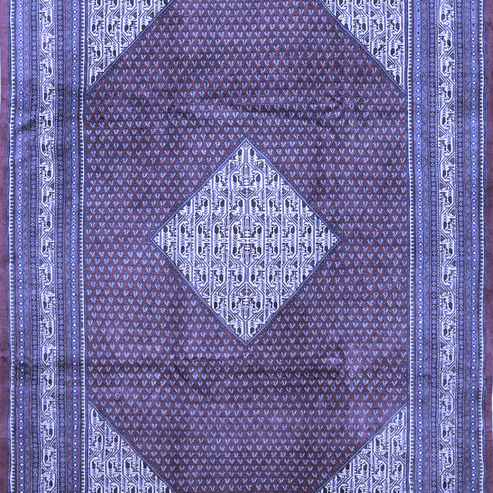 Machine Washable Medallion Blue Traditional Rug, wshtr1626blu