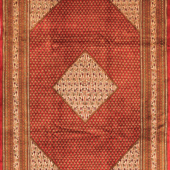 Serging Thickness of Machine Washable Medallion Orange Traditional Area Rugs, wshtr1626org
