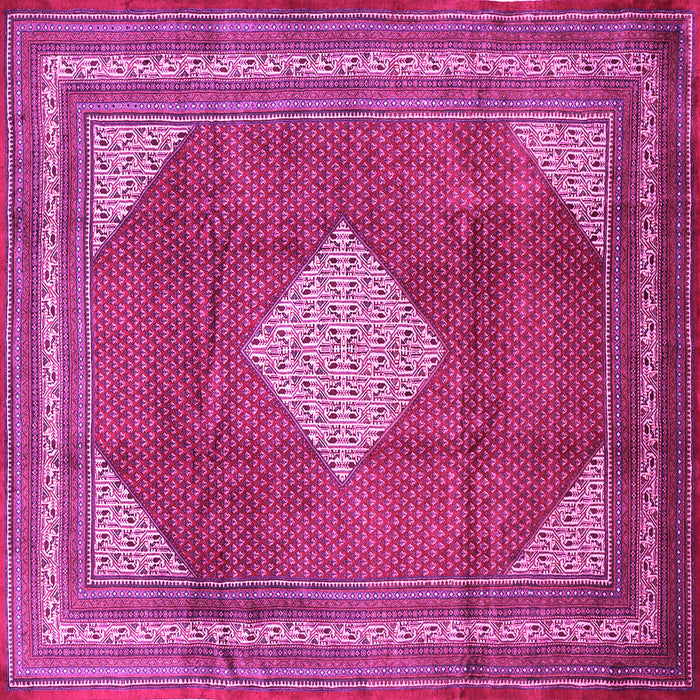 Square Machine Washable Medallion Pink Traditional Rug, wshtr1626pnk