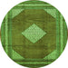 Square Medallion Green Traditional Rug, tr1626grn