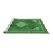 Sideview of Machine Washable Medallion Emerald Green Traditional Area Rugs, wshtr1626emgrn