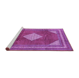 Sideview of Machine Washable Medallion Purple Traditional Area Rugs, wshtr1626pur