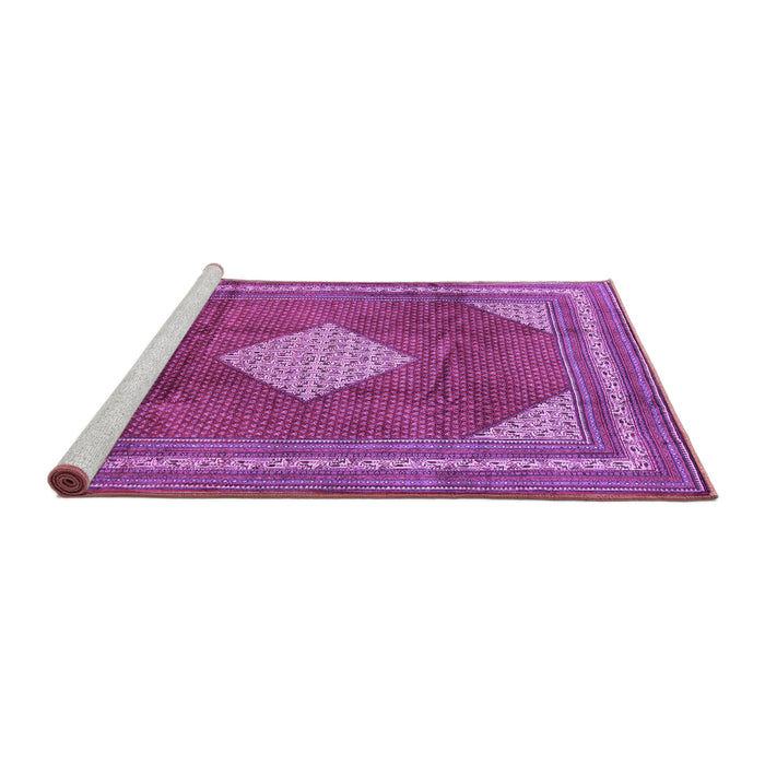Sideview of Machine Washable Medallion Purple Traditional Area Rugs, wshtr1626pur
