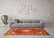 Machine Washable Medallion Orange Traditional Area Rugs in a Living Room, wshtr1626org