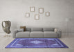 Machine Washable Medallion Blue Traditional Rug in a Living Room, wshtr1626blu