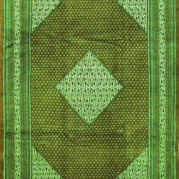 Serging Thickness of Machine Washable Medallion Green Traditional Area Rugs, wshtr1626grn