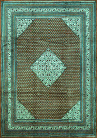 Medallion Turquoise Traditional Rug, tr1626turq