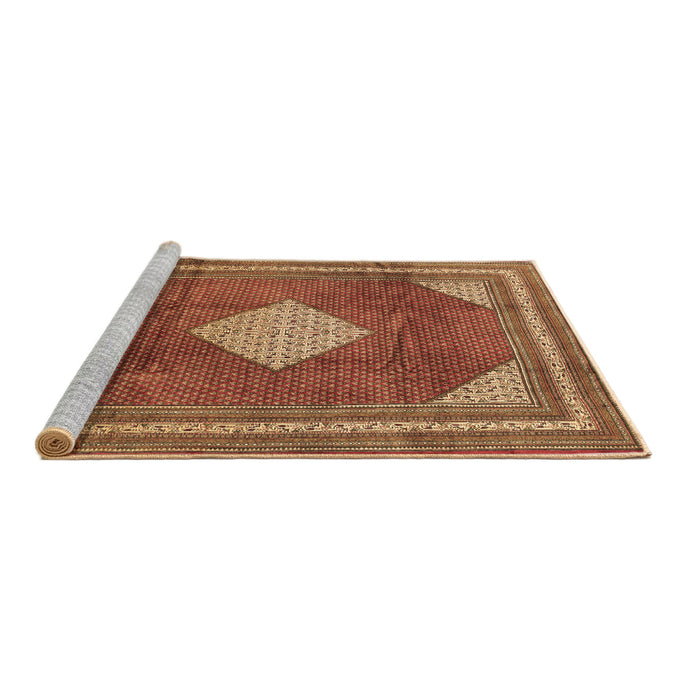 Sideview of Machine Washable Medallion Brown Traditional Rug, wshtr1626brn