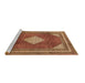 Sideview of Machine Washable Medallion Brown Traditional Rug, wshtr1626brn