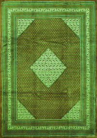 Medallion Green Traditional Rug, tr1626grn