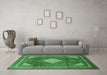 Machine Washable Medallion Emerald Green Traditional Area Rugs in a Living Room,, wshtr1626emgrn