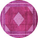 Round Medallion Pink Traditional Rug, tr1626pnk