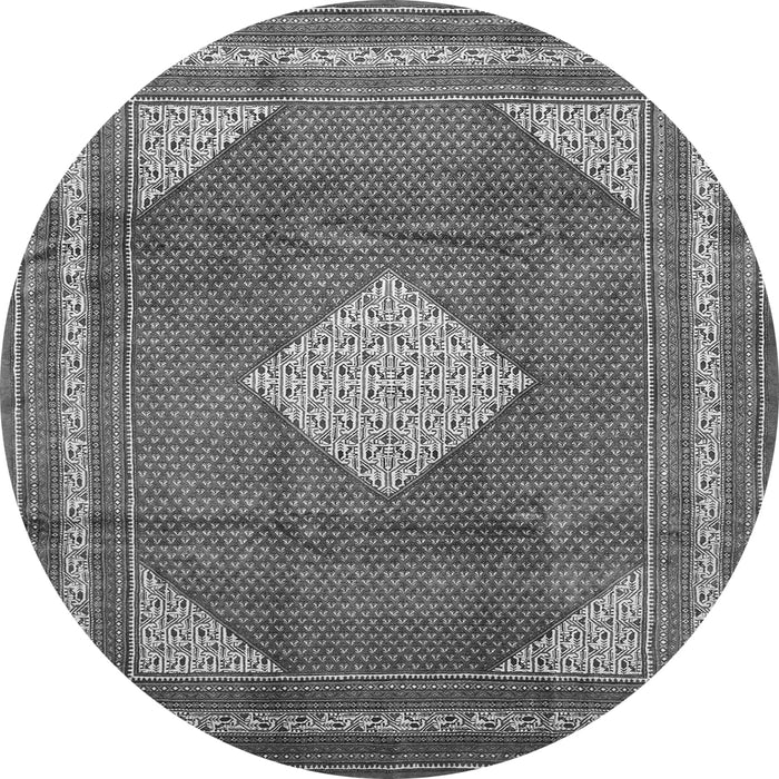 Machine Washable Medallion Gray Traditional Rug, wshtr1626gry