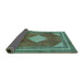 Sideview of Medallion Turquoise Traditional Rug, tr1626turq